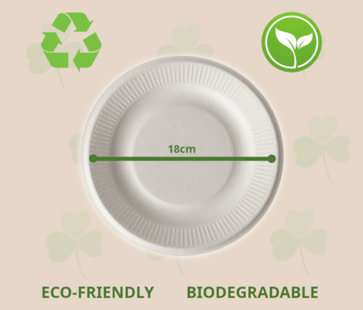 Plato desechable de caña de azúcar blanco Ø18cm wave (100uds) - Imagen 2