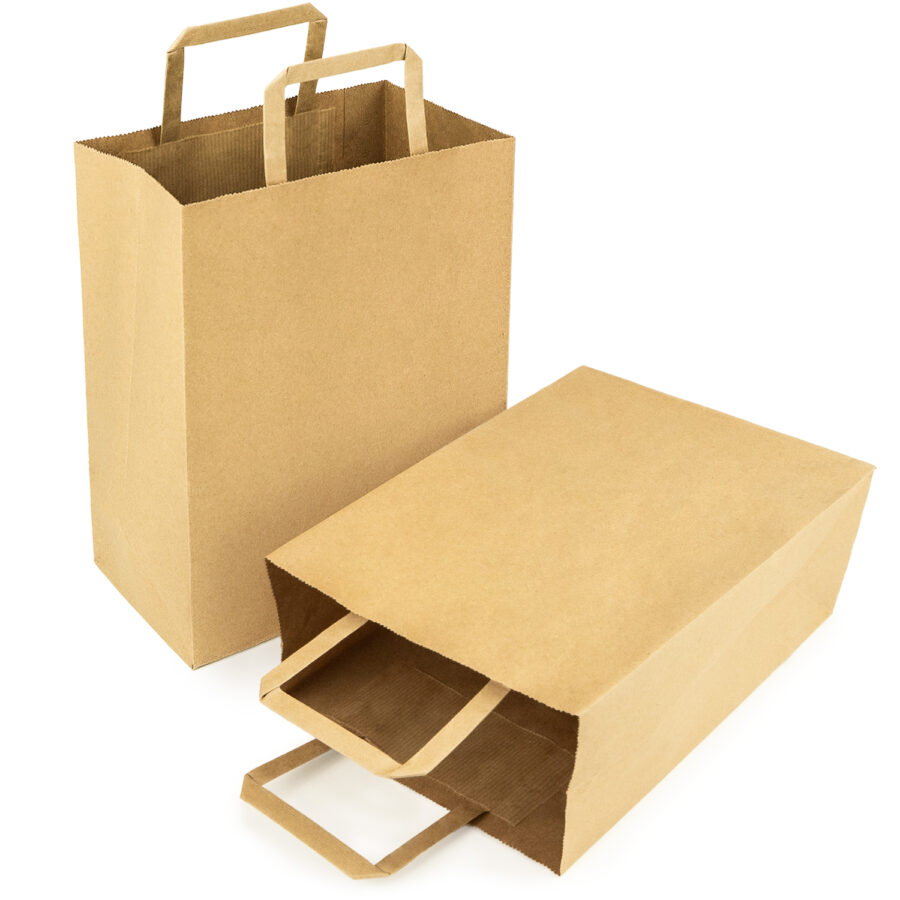 Bolsas kraft con Asa Plana 18x23x10 (100uds,80g/m²)