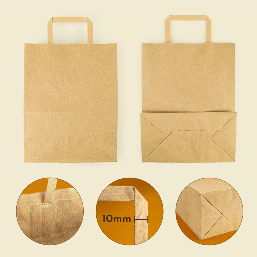 Bolsas kraft con Asa Plana 18x23x10 (1000uds,80g/m²) - Imagen 3