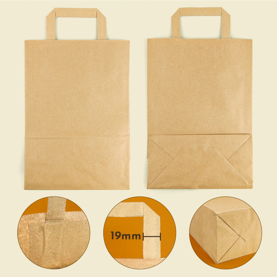 Bolsas kraft con Asa Plana 22x31x11 (100uds,80g/m²) - Imagen 3