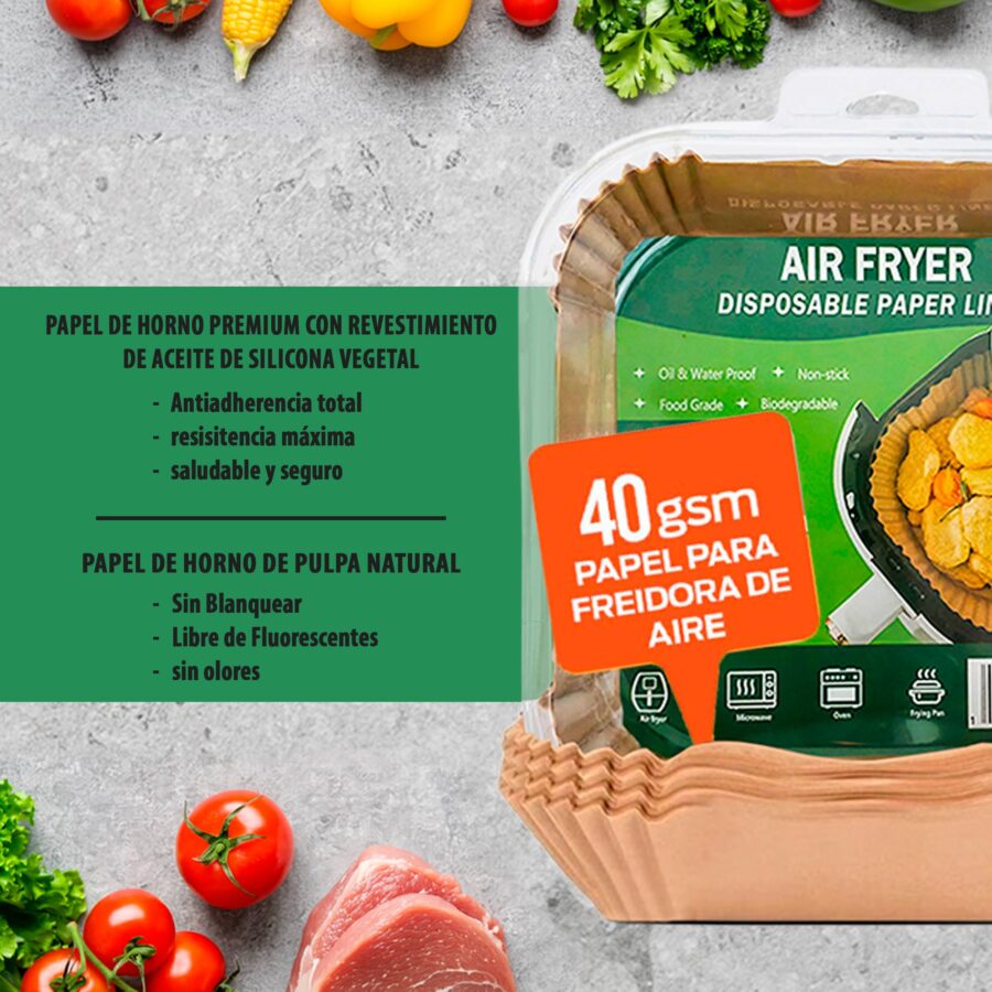 Papel freidora de aire cuadrado 16-20cm (100uds) - Imagen 3