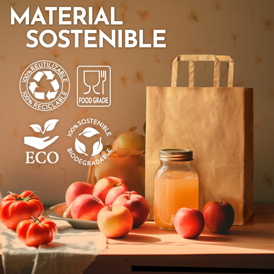 Bolsas kraft con Asa Plana 22x31x11 (100uds,80g/m²) - Imagen 4
